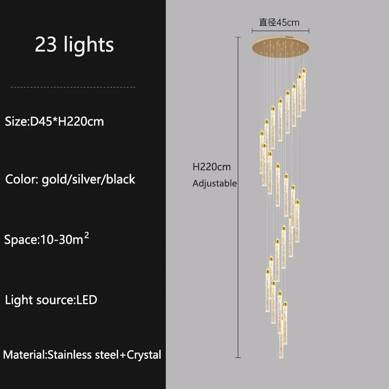 Modern Ceiling Chandelier Luxury Staircase Crystal Chandeliers Duplex Attic Villa Living Room Pendant Lights Home Decor Lighting