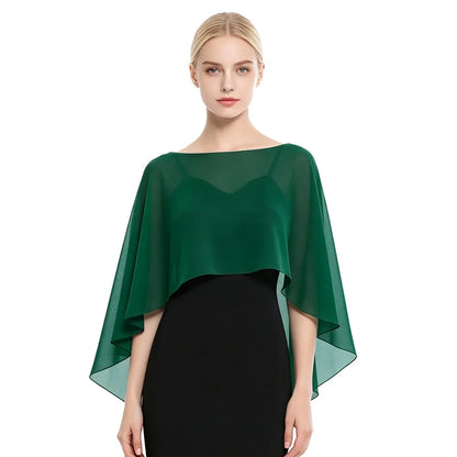 New Fashion Soft Wedding Capes Long Solid Color Chiffon Shrug Sunscreen Wraps Womens Ladies