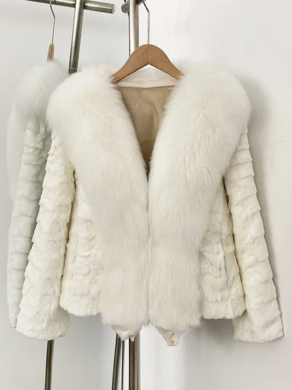 OFTBUY New Winter Top Clothing Women Short Thickened Warm Real Mink Fur Coat Female Natural Fox Fur Fluffy Outerwear Jacket Lady