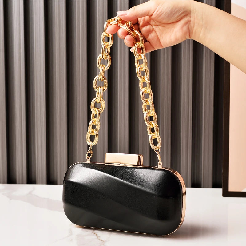 Golden Bag Ladies Oval Designer Luxury Handbags Irregular Dress Purse Fashion Buckle Party Women's Clutch Brand Cross Body Bag