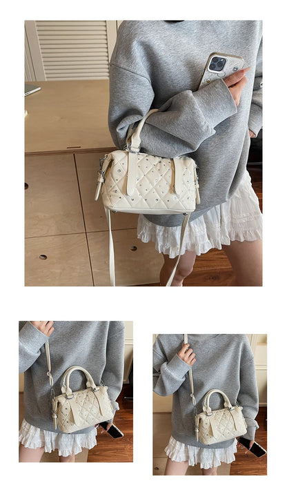 Light Luxury Rhinestone Women Handbags New Exquisite Fashion PU Leather Crossbody Bag Classic High Quality One Shoulder Pack