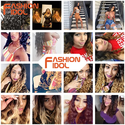 FASHION IDOL 30inch/75cm Water Wave Lace Wigs Synthetic Curly Lace Front Wigs Cosplay Ombre Blonde Hair Wigs For Black Women