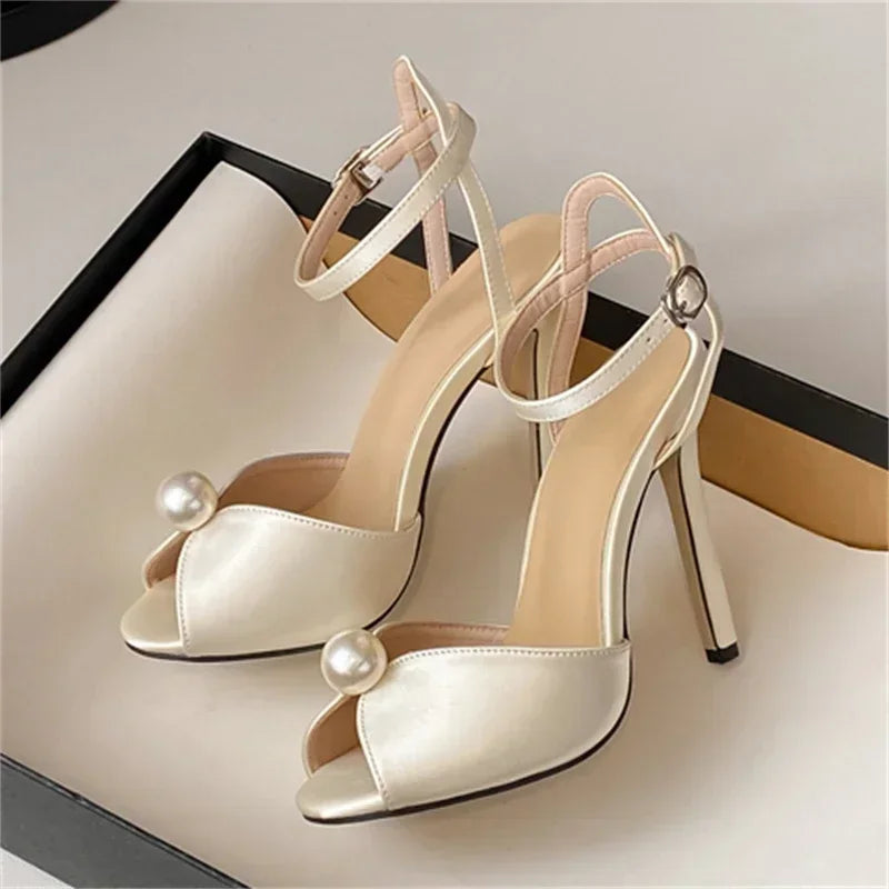 Sexy Open Toe Sandals Woman Ankle Buckle Strap Stiletto Heels Party Prom Shoes Summer Pumps Luxury Sandals High Heels Slides