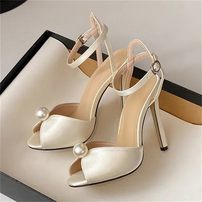 Sexy Open Toe Sandals Woman Ankle Buckle Strap Stiletto Heels Party Prom Shoes Summer Pumps Luxury Sandals High Heels Slides