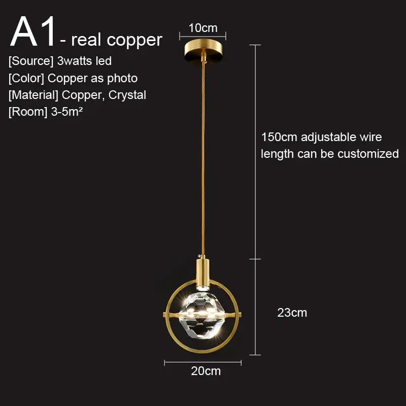 Crystal Led Pendant Lights Kitchen Fixture Suspension Bedside Hanging Lamp Nordic Loft Living Room Dining Room Indoor Home Decor