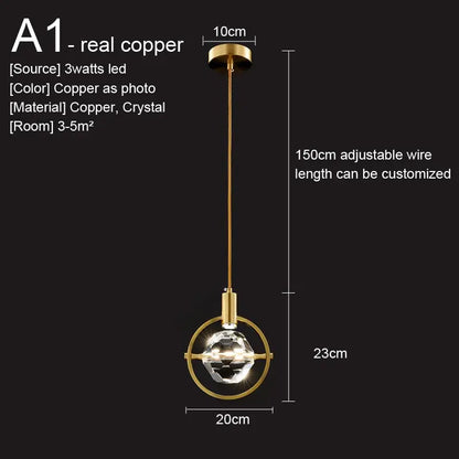 Crystal Led Pendant Lights Kitchen Fixture Suspension Bedside Hanging Lamp Nordic Loft Living Room Dining Room Indoor Home Decor