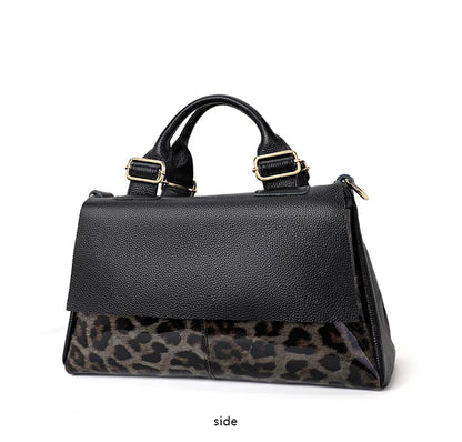 Aidrani Genuine leather handbag 2025 women's fashion bag premium leopard print luxury brand top cowhide bag