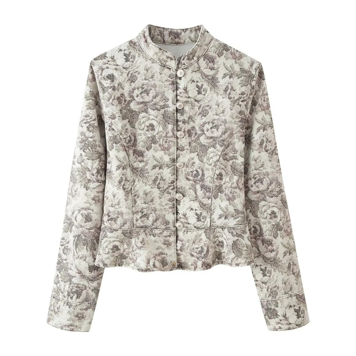 Early Autumn New Arrival Women's Fashion Floral Print Top Short Jacket ZR Style 9942158 Ladies' Premium Set Work Uniform