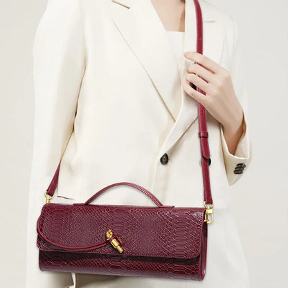PU Leather Fashion Luxury Top-Handle Bag For Women Evening Handbag Long Purse Crocodile Pattern Crossbody Shoulder Bags