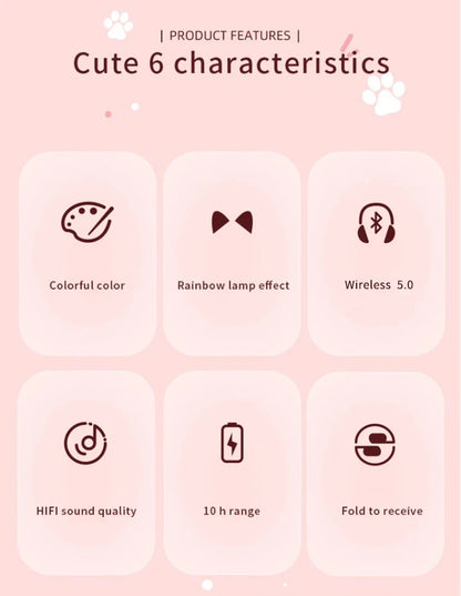 Cat Shaped Wireless Bluetooth Earphones Handsfree Earbuds with Microphone for All Phones Fashion Headphoens Game Headset