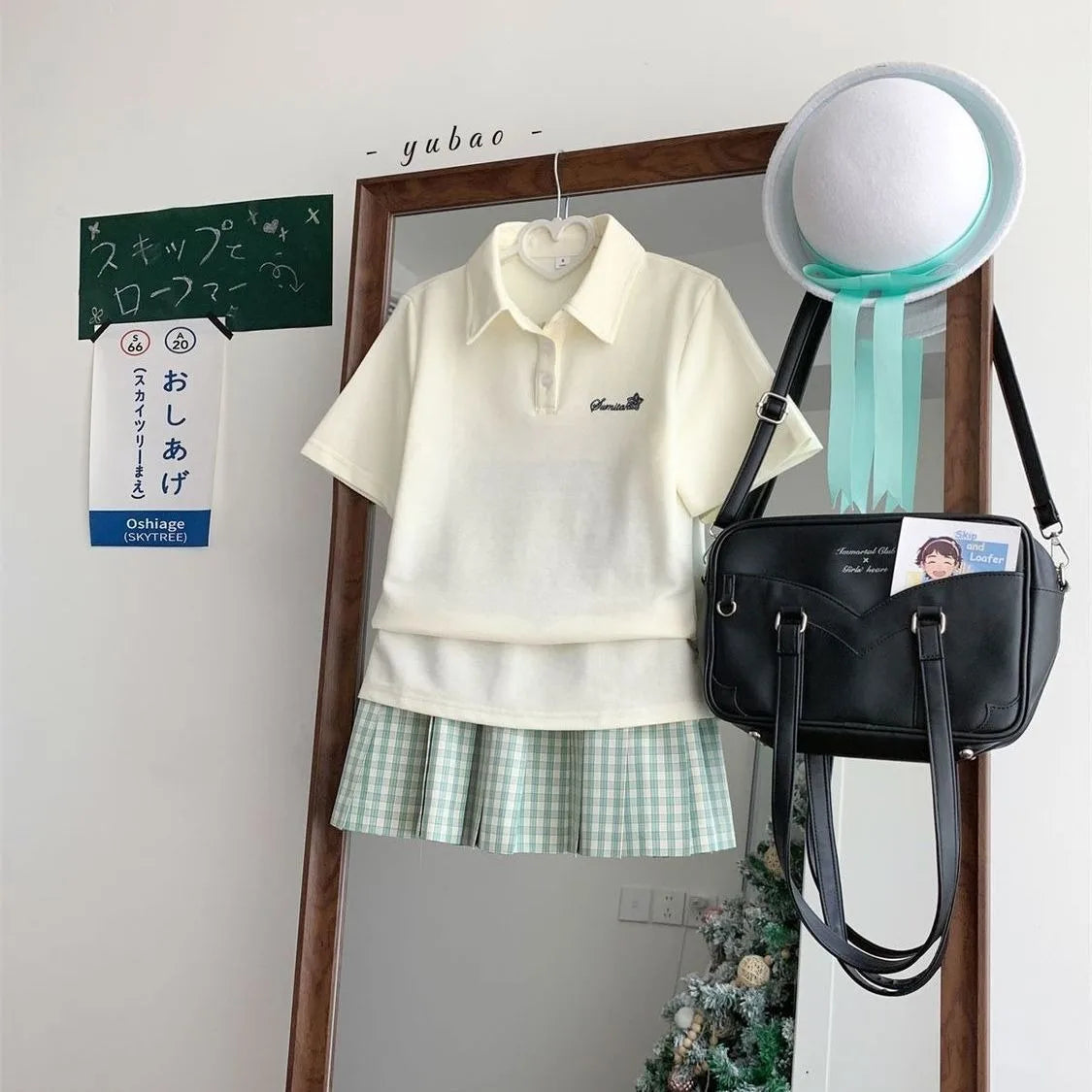 Japanese JK Uniform Polo Shirt and Skirt Suit Spring and Summer Wear Genuine All-match College Style Female Cute Lady Quiet