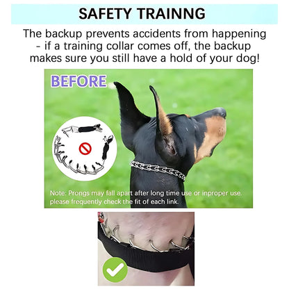 Dog Prong Training Collar - Choke Pinch Collar with Rubber Comfort Tips, Quick Release Snap Buckle