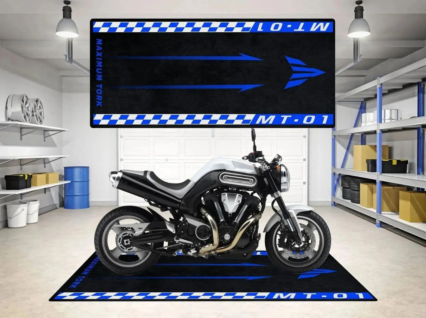 Crystal Velvet Motorcycle Mat for Yamaha R9/R6/MT-01/MT-03, Anti-Slip Garage Floor Mat, Oil Absorbent, Motorbike Parking Rug