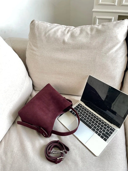 Suede Cowhide fashion ladeis shoulder cross brown bags luxury designer women coffe handbags angola red
