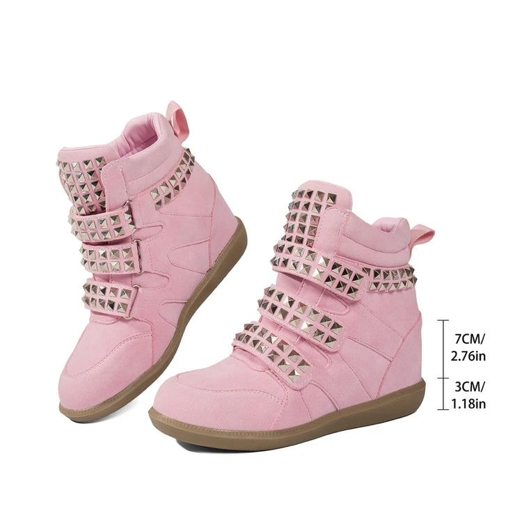 2026 New Studded Buckled Women Ankle Boots Trend Cool Punk High Heels Booties Soft Fashion Causal Dress Party Shoes for Women