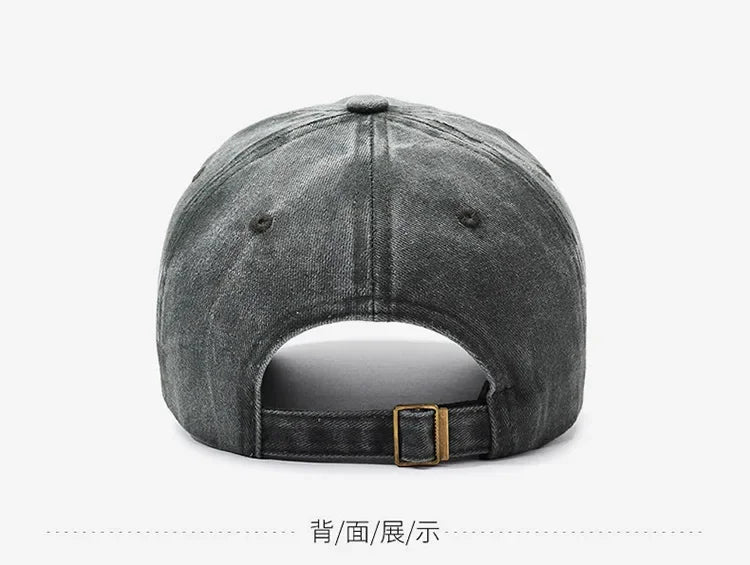 Outdoor sports hat retro men's washed faded old cowboy hat M letter cotton soft top embroidered sunshade baseball cap