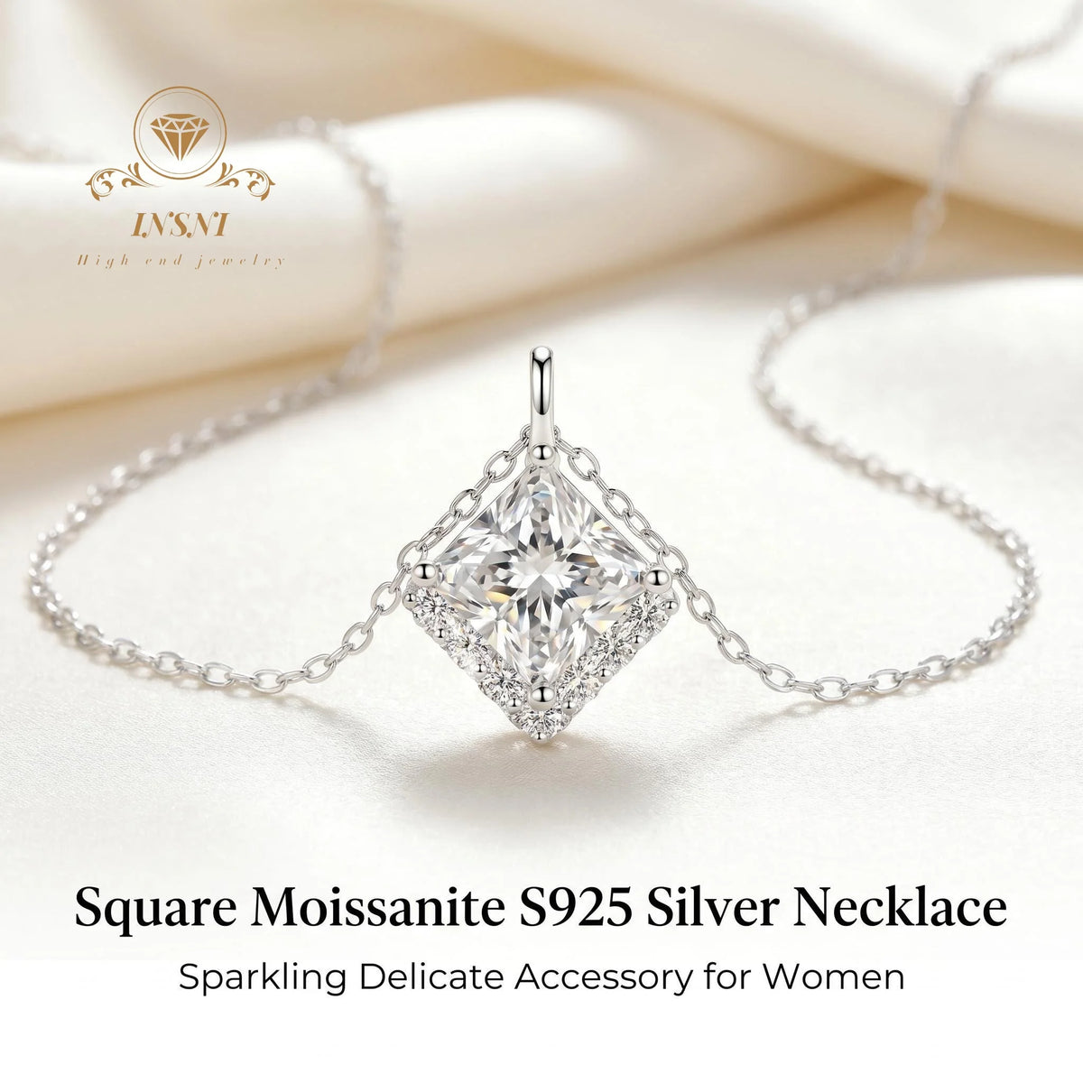 2ct D Color Moissanite Princess Cube Pendant Necklace S925 Silver Luxury Unisex Jewelry Affordable Light Luxury Jewelry Gift