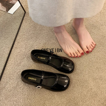 New Spring Autumn Women Ballet Flats Comfort Round Toe Soft Sole Leather Shoes Ladies Daily Wear Dress Mary Jane Shoes