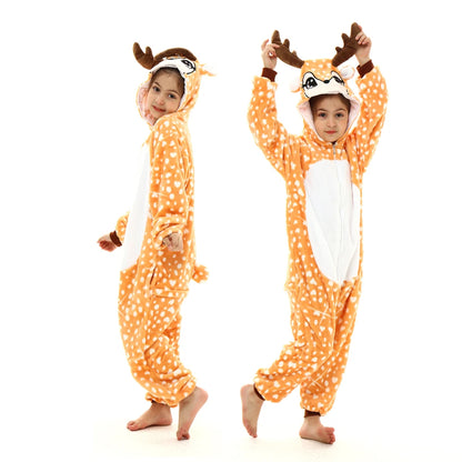 Adults Animal Cosplay Pajamas Flannel Onesies Costume Jumpsuit Pajamas Hooded Sleepwear Halloween One Piece for Performing