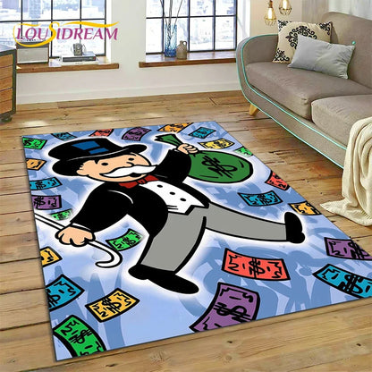 Game Dollar Monopoly Cartoon Money Rug Carpet for Living Room Bedroom Home Decor,Floor Mat Non-slip Decoration for Sofa Doormat