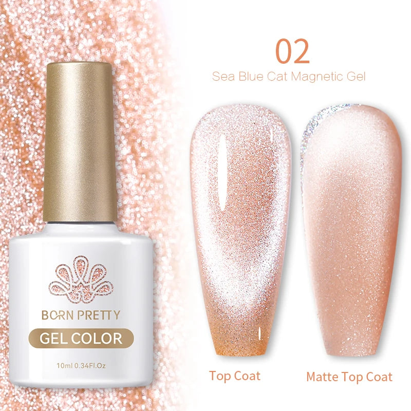 BORN PRETTY 10ml Cat Magnetic Gel Nail Polish Moonlight Glass Bead Water Light Crystal Soak Off UV Varnish For DIY Nail Art