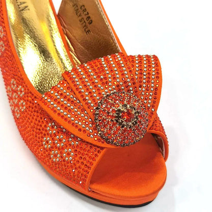 Mature Sweet Spot Good Arrival Peach Color Square Heels Peep Toe Shoes Matching Bag Set For Nigerian Women Wedding Party Pump
