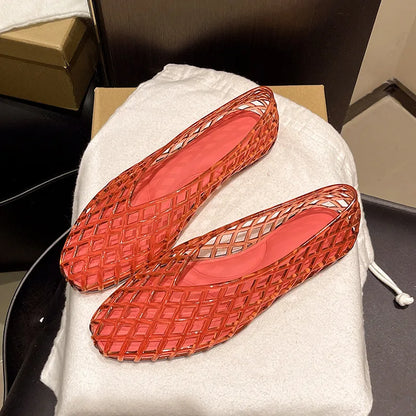 New V-mouth Crystal Jelly Shoes Fashionable, Versatile, Comfortable, Flat Bottom Single Shoes, Casual Sandals for Women