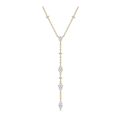 2.4cttw Waterdrop Shape Moissanite Pendant Necklace for Women Pear/Marquise/Round Cut Lab Diamond S925 Silver Y-Style Jewelry