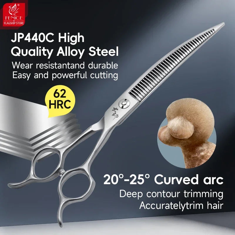 Fenice Master Series 7.25 Inch Multi-Functional Pet Dog Grooming Magic Scissors Curved Chunker Shears Tools JP440C 75%-80% Trim