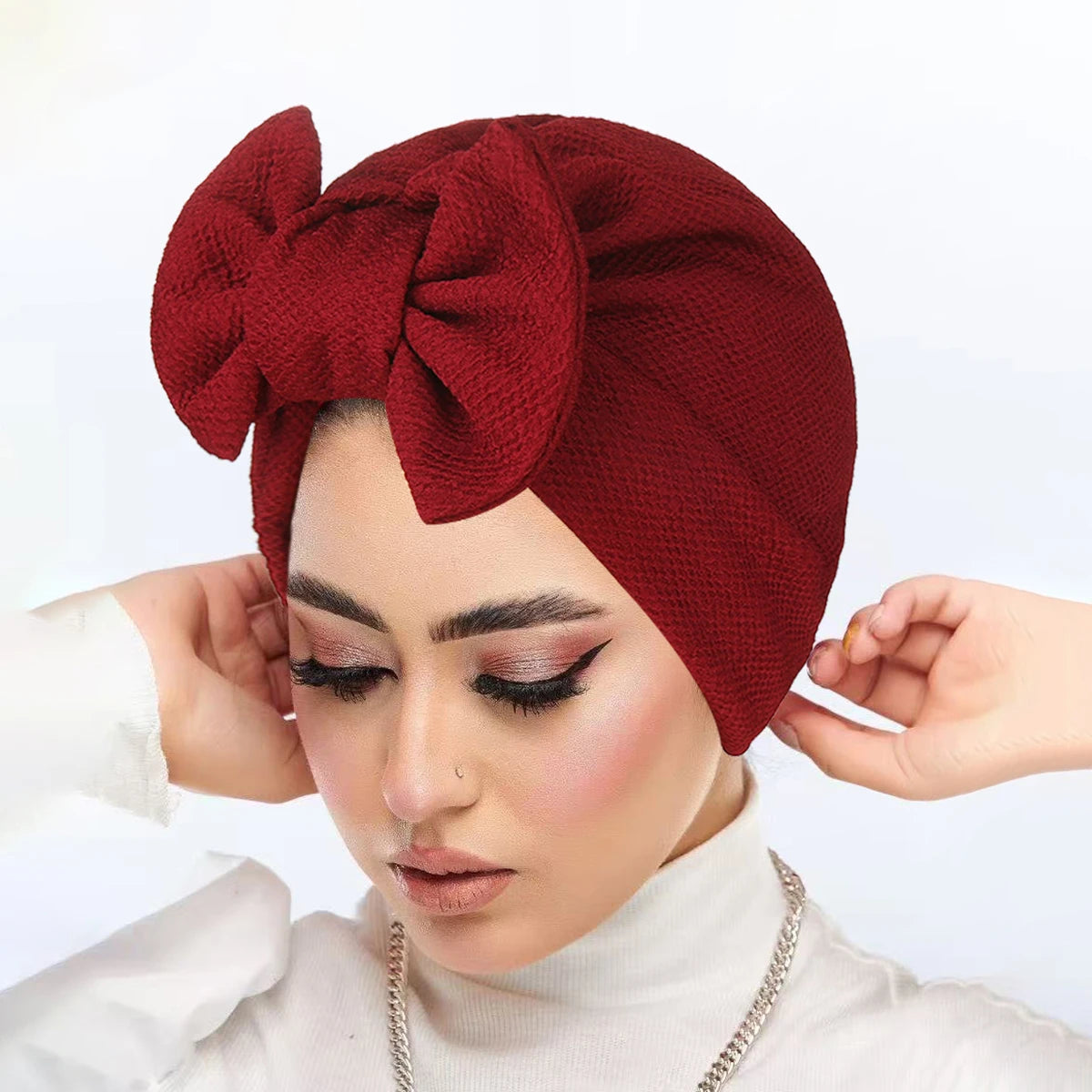 New Women Bow Knotted Turban Indian Hat Muslim Hijab Bonnet Hair Loss Headscarf Chemo Cap Headwear Bandanas Turbante Mujer