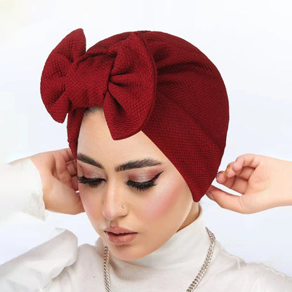 New Women Bow Knotted Turban Indian Hat Muslim Hijab Bonnet Hair Loss Headscarf Chemo Cap Headwear Bandanas Turbante Mujer