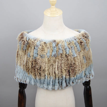 Hot Sale Women Real Rex Rabbit Fur Shawl Natural Real Knitted Real Rex Rabbit Fur Poncho Scarf Autumn Winter Rabbit Fur Pashmina