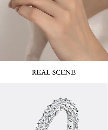 PERFANY 3mm Full Moissanite Ring for Women S925 Pure Silver Eternal Diamond Stackable Engagement Ring Fashion Luxury Jewelry