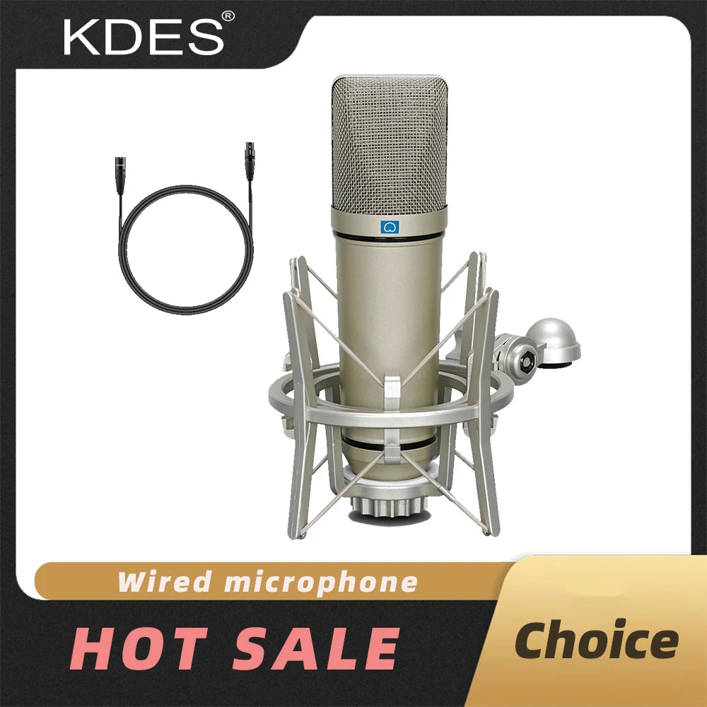 KDES AI XLR Condenser Microphone Professional Cardioid Studio Mic for Recording Podcasting Voice Over Streaming Home Studio