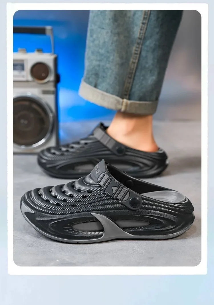 Mens Summer Clogs  Thick Sole Outdoor Beach Slides Non-slip Closed Toe Slippers For Men Women Driving Shoes Breathable Outdoor