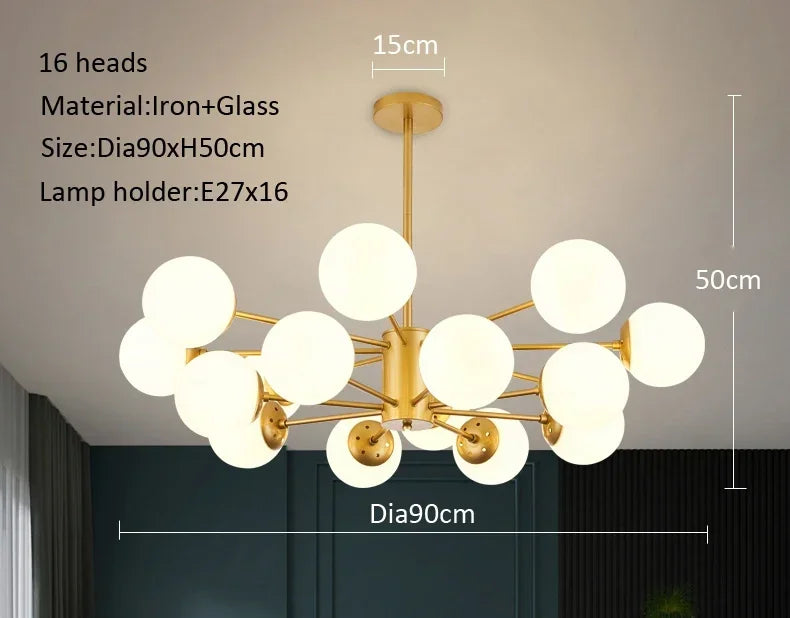 Modern Lustrous Glass Chandelier Ceiling Light Elegant Indoor Lighting for Living Room Dining Room - Luxury Room Decoration