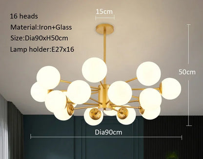 Modern Lustrous Glass Chandelier Ceiling Light Elegant Indoor Lighting for Living Room Dining Room - Luxury Room Decoration