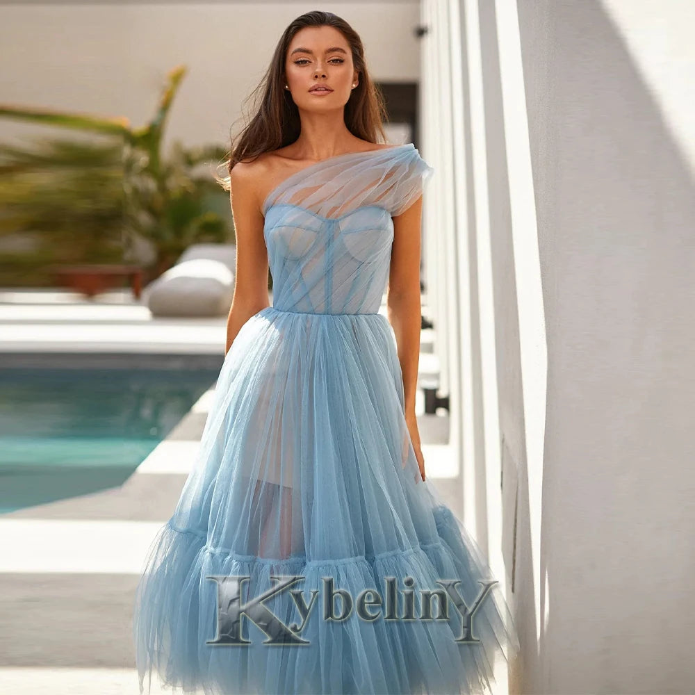 Kybeliny Fashionable Graduation Dresses for Woman High Neck Beadings Appliquse Trumpet Floor Length Pleat De Gala Customized