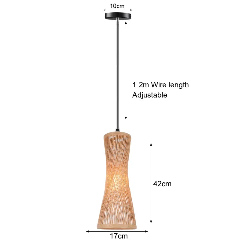 Bamboo Pendant Lights Hand Woven Ceiling Weaving Chandelier Lamp Rattan Wicker Hanging LED Fixtures Home Bedroom Bamboo Art Lamp