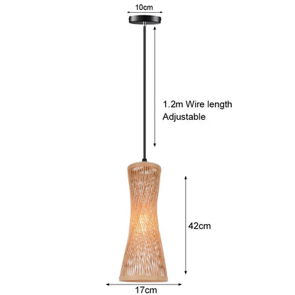 Bamboo Pendant Lights Hand Woven Ceiling Weaving Chandelier Lamp Rattan Wicker Hanging LED Fixtures Home Bedroom Bamboo Art Lamp