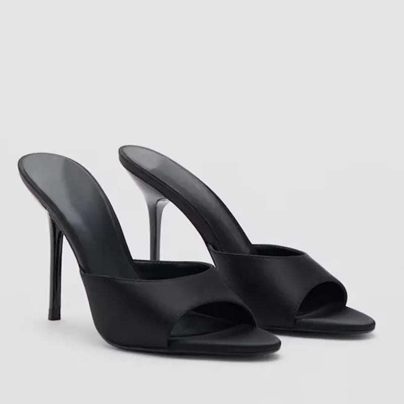 Women's Sandals 2026 Summer New Women's Shoes Shallow Satin Open Toe High Heel Thin Strap Women's Shoes