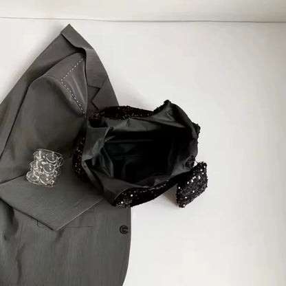 Tote Bag for Women Sequin Shoulder Bag Trendy Hobo Bag Luxury Designer Handbag Slouchy Underarm Bag for Work Travel Shopping
