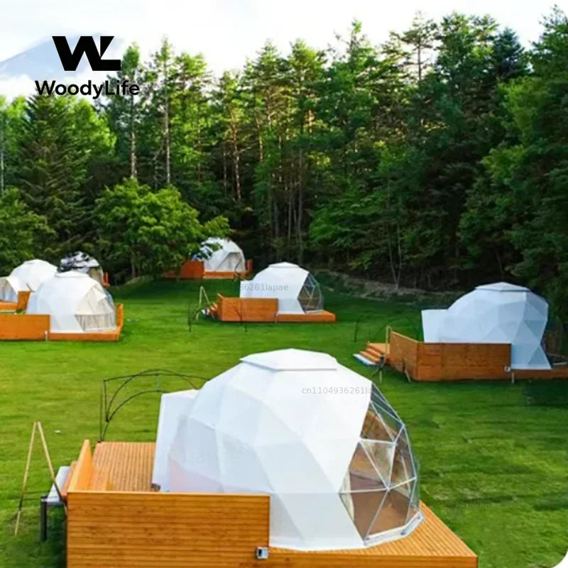 Geodesic Dome Manor Greenhouse Tent Leisure Resort Vacation Outdoor Glamping Round Tent Transparent Starry Sky Luxury Hotel Dome