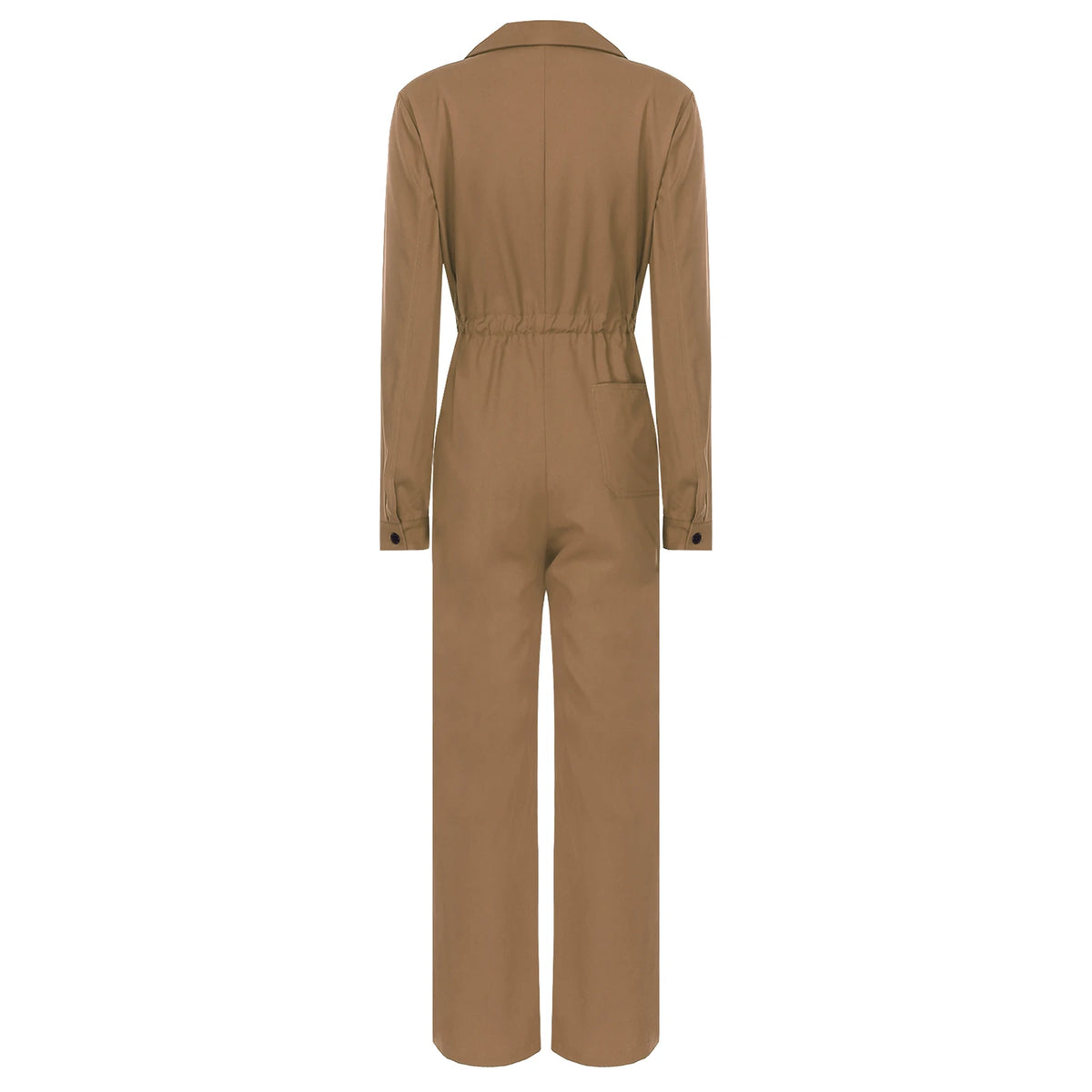 Womens Fashion Work Coverall Rompers Casual Solid Color Turn-Down Collar Long Sleeve Button Jumpsuit Travel Holiday Cargo Pants