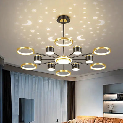 2025 New Chandeliers Romantic Starry Modern Ceiling Light Fixture 6 Lights White Creative Home Stepless Dimmable Ceiling Lamp