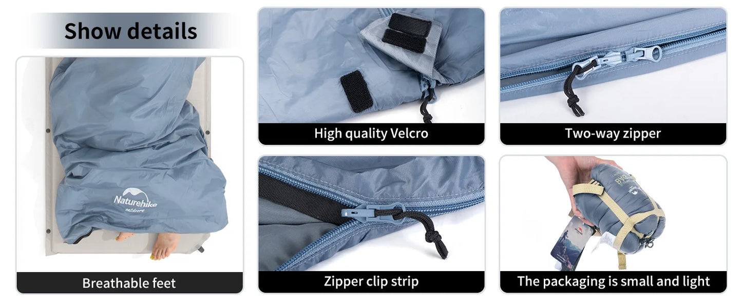 Naturehike Ultralight Sleeping Bag Large LW180 Envelope Backpacking Sleeping Bag Portable Waterproof Summer Camping Sleeping Bag