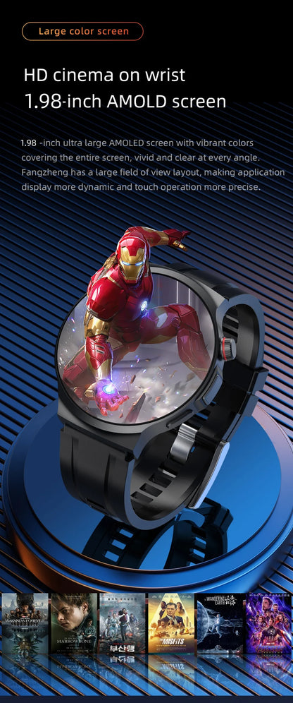 1.98-inch Amoled large Screen Smartwatch Android 13.0 Smart Watch Men With 210° Rotating Camera GPS Position WIFI Sim Card Slot