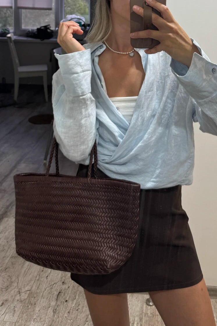 Handbags Women's Genuine Leather Shoulder Bag Weaving Casual Shopping Bag Vintage Big Tote Purse Cowhide Cross Hand Bags Lady