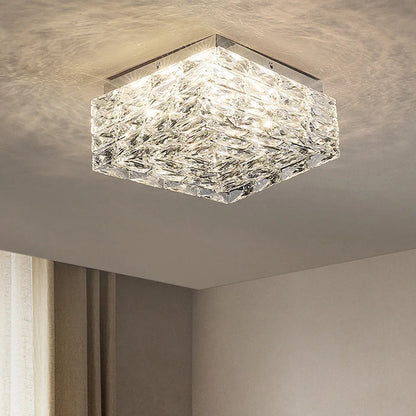Modern Nordic Luxury Crystal LED Ceiling Light Gold Chrome Flush Mount Lamp for Living Dining Room Bedroom Home Decor Lighting