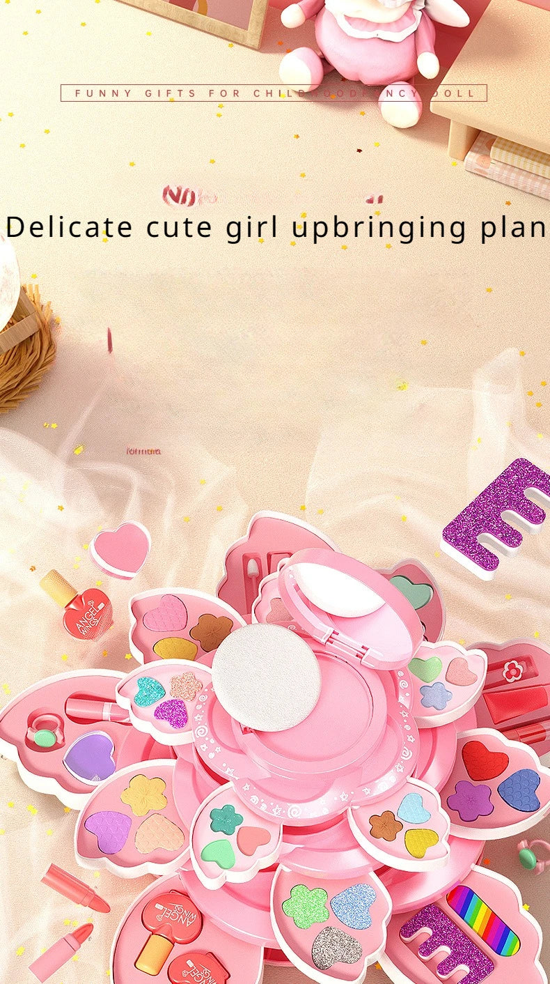 Makeup Box Rotating Opening Cosmetics Toys for Little Girls Princess Makeup Set To Enhance Creativity and Imagination